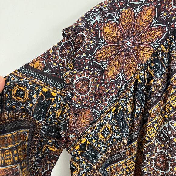 Free People Little Runaway Medallion Blouse Top Women Size Medium - Picture 8 of 11